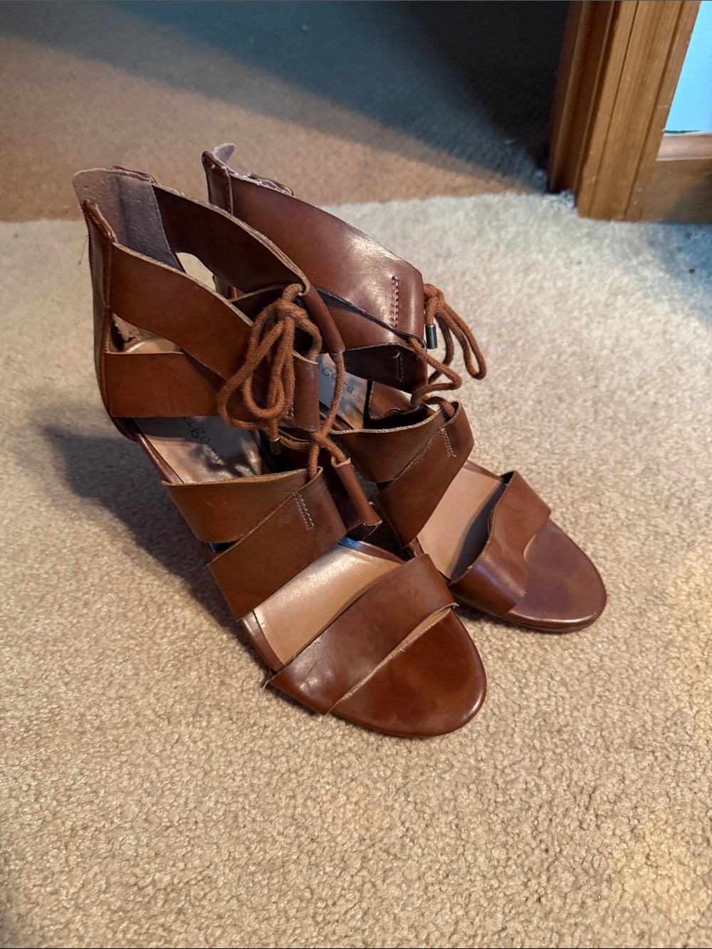 Women's Brown Lace-Up Strappy Heeled Sandals by Indigo rd.